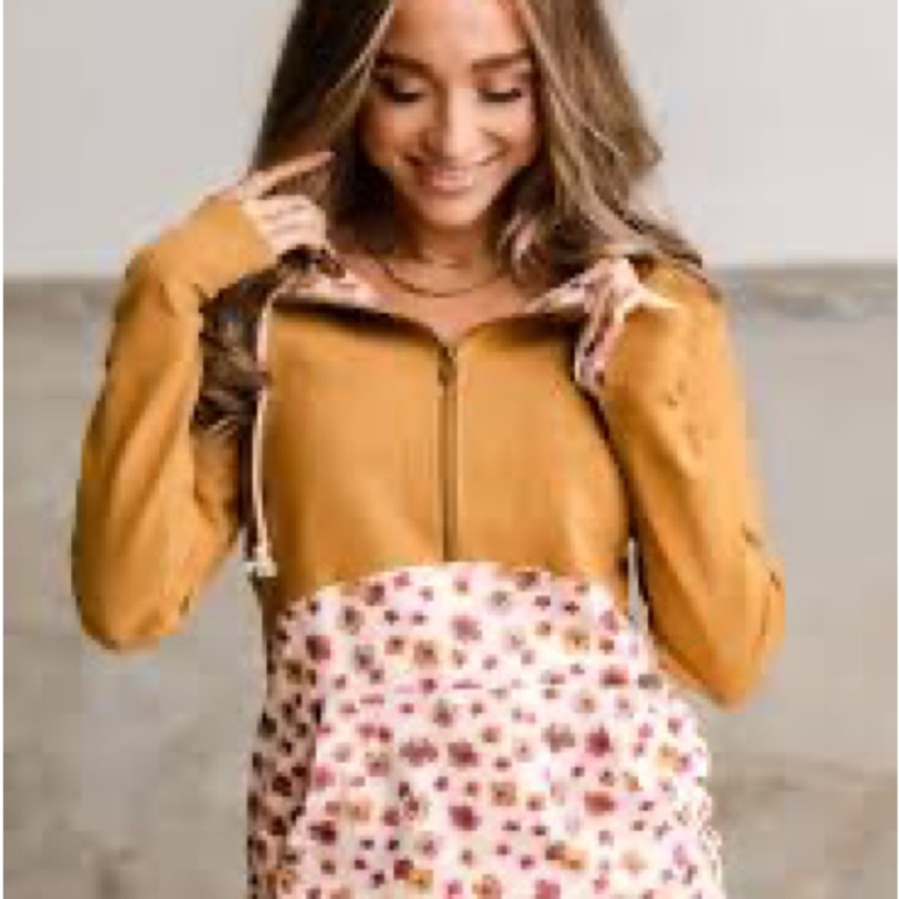 AMPERSAND AVE Mustard and Floral Hoodie